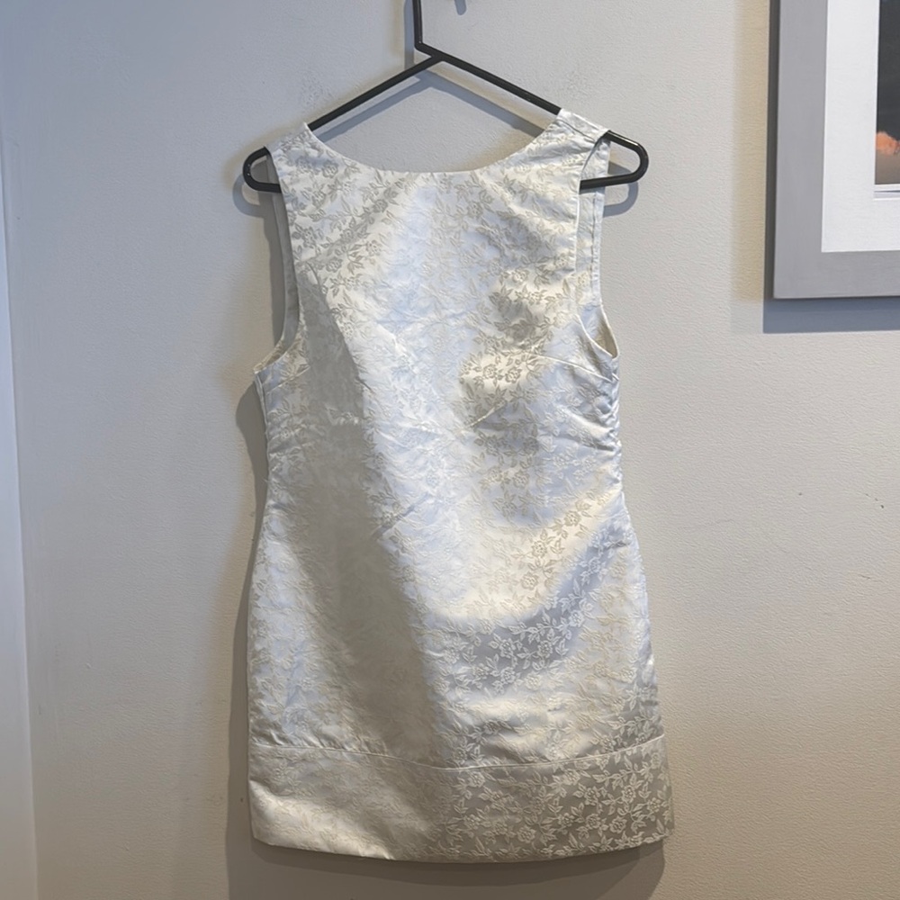NWOT Satin Free People Blake Mini Shift‎ Dress XS White With Bow Details - Picture 3 of 10